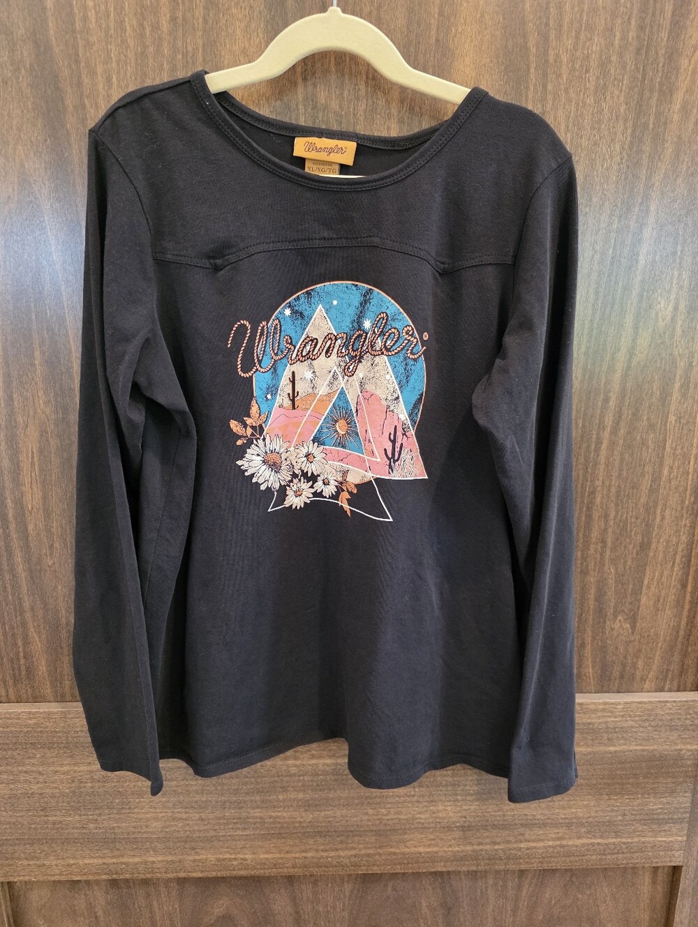Wrangler Girls XL Western Long Sleeved Black Graphic Tee